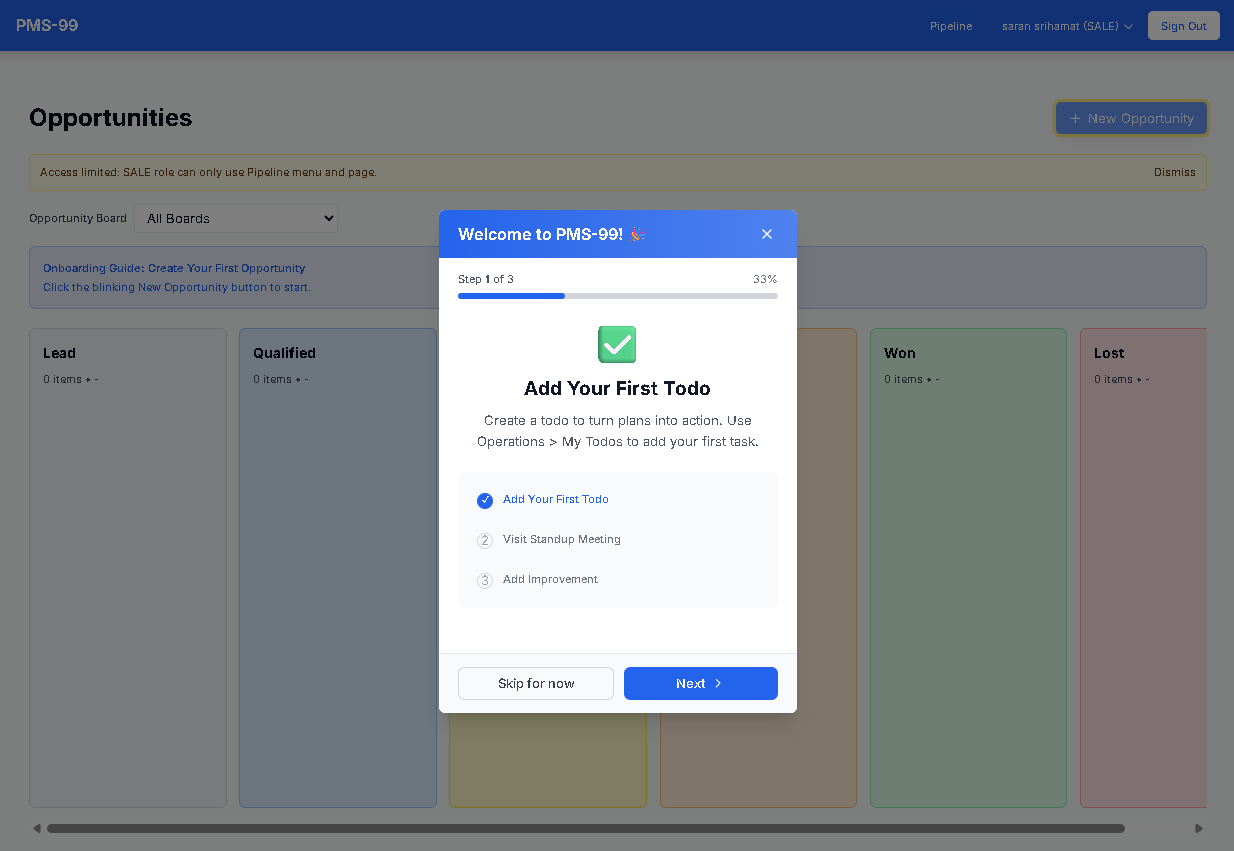 Onboard Process: SALES