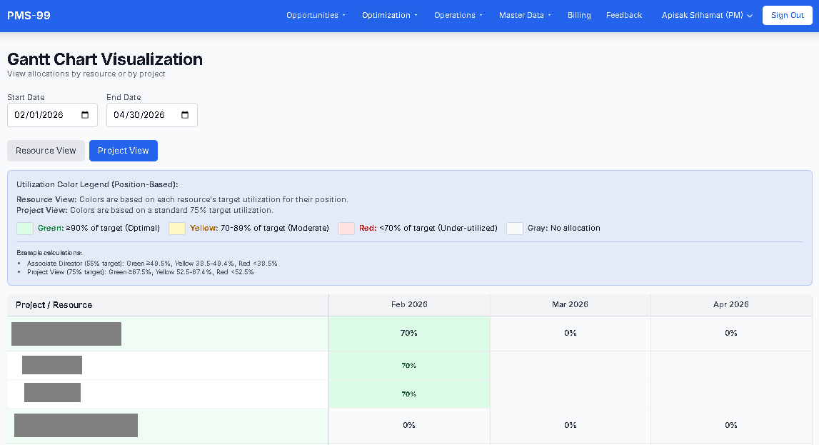Gantt Chart: Project View