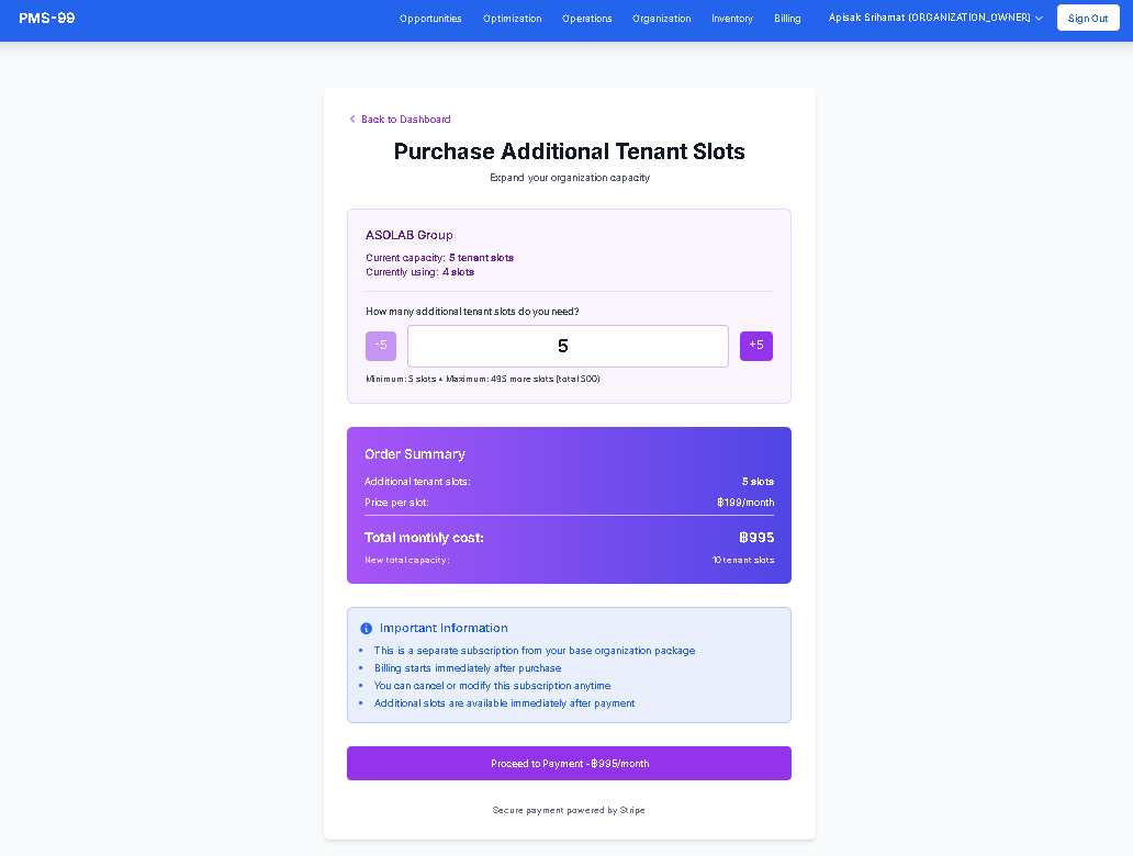 Purchase Additional Tenant Slots